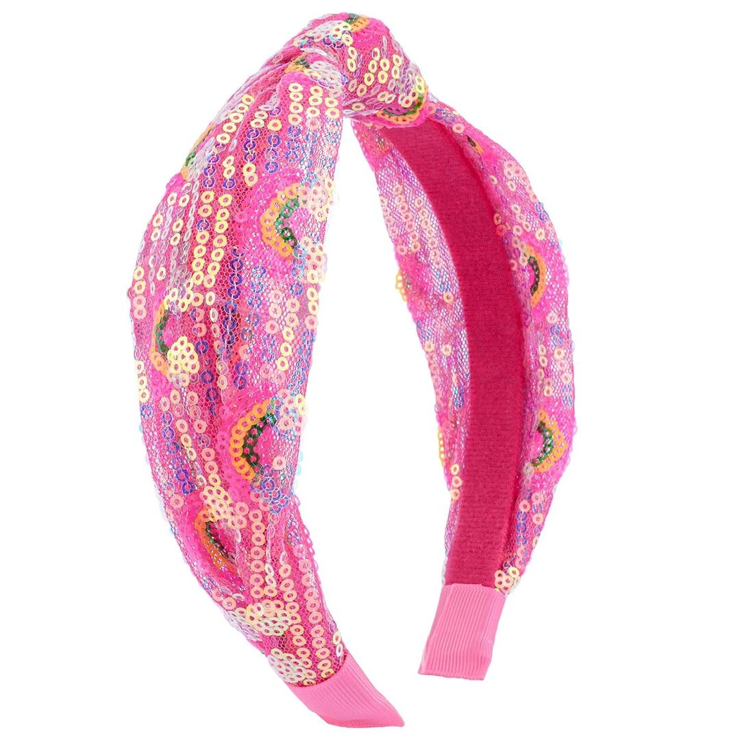 Canitor Knot Headbands for Girls Hair Accessories Sequin Glitter Hair Bands diademas para nias Hot Pink