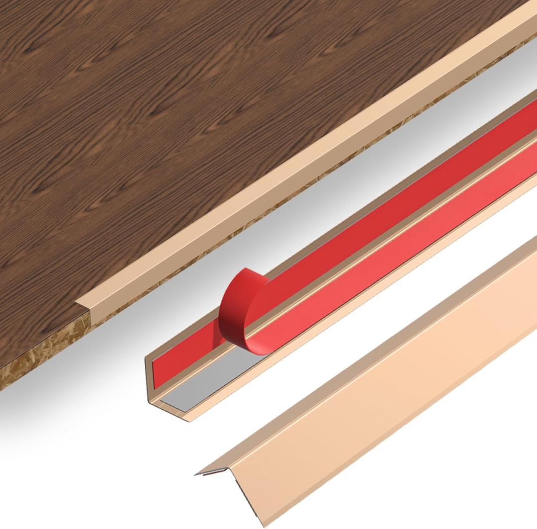4pcs 48" Gold Metal Corner Protectors, Aluminum Self Adhesive Corner Guards, Metal Wall Edge Protector Strip, Furniture Corner Protectors, Edge Trim for Cabinets and Kitchen Islands(0.8"x0.8")