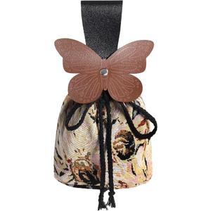 FURPHI Renaissance Belt Pouch Medeival Butterfly Drawstring Waist Bag Vintage Coin Purse Dice Bag Costume Accessories for LARP Ren Faire (D)