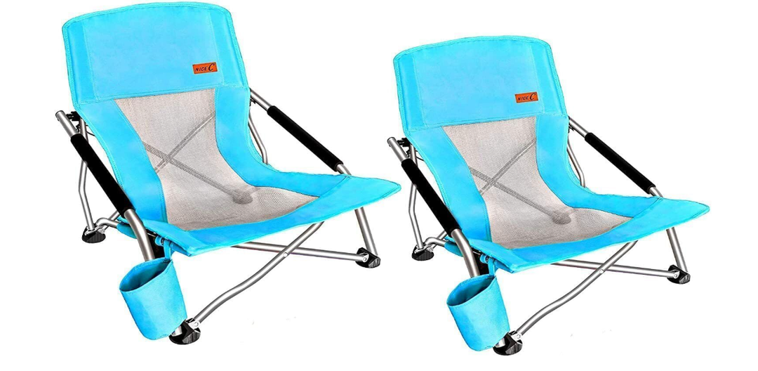 Nice C Low Beach Camping Folding Chair, River Sand Lake Chair (2 Pack Blue)
Compact Backpacking Chair, Sillas De Playa, Cup Holder, Carry Bag, Heavy Duty, Outdoor, BBQ, Travel, Picnic, Festival
