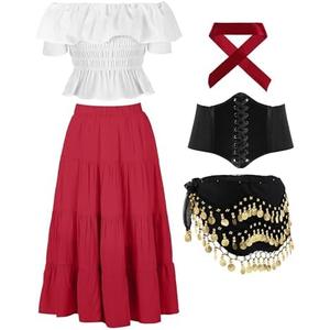 Tarpop 3 Pcs Halloween Gypsy Costume Accessories for Women Fortune Teller Pirate Dancer for Renaissance Medieval M