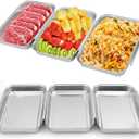 2 x 6 Pack 8.6 Inch Stainless Steel Breading Trays Set, 8.6 x 6 x 1.2 inches with Six Stainless Steel Interlocking Prep Trays for Breading Station, Fish, Meat, Chicken, Oven-Safe