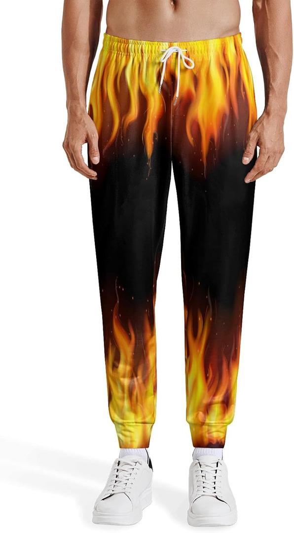 Mens Sweatpants 80s 90s Retro Joggers Sports Funny Workout Party Gym Pants with Pockets (Black, XL)