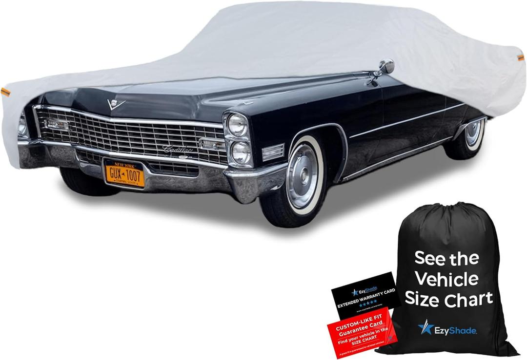 EzyShade 10-Layer Waterproof Sports Car Cover. See Vehicle Size-Chart for Accurate Fit. All Weather Outdoor Covers. Thunderbird Impala Grand Fury Classic Cars. Sun Snow Rain. Size C7 (See Size Chart) (Reflective)