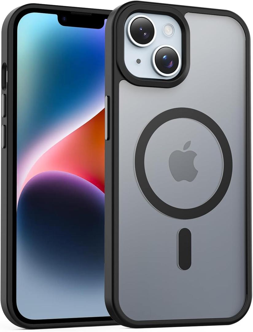 Temdan for iPhone 14 Plus Case [Compatible with MagSafe] [Military-Grade Drop Protection] [Anti-Fingerprint] [Anti-Scratch] Slim Silky-Soft Touch Translucent Matte Case 6.7 inch, Black (iPhone 14 Plus, Black)
