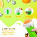 4 x Slushy Cup & Slushy Maker, Portable Smoothie Slushie Squeeze Cup for Juices, Milk and Ice Cream Make, Double Layers Silica with Lid & Straw for Kids, Friends & Family (GREEN, STANDARD SIZE)