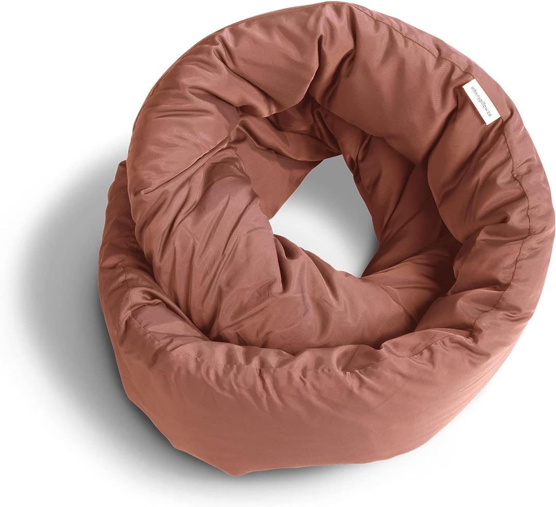 Huzi Infinity Pillow - Home Travel Soft Neck Scarf Support Sleep (Terracotta) (Terracota)