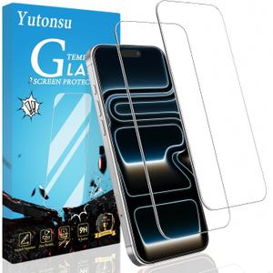 2 Pack Tempered Glass Screen Protector for iPhone 17 Pro 6.3 Inch, 9H Hardness, Anti Scratch, Bubble Free, Case Friendly