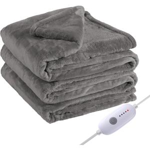 Electric Heated Blanket Full Size 72"x84", 5 Heating Levels & 10 Hours Auto Off, Single Control, Cozy Large Oversized, Cozy for Bed, Sofa, & Office, Machine Washable, Light Gray