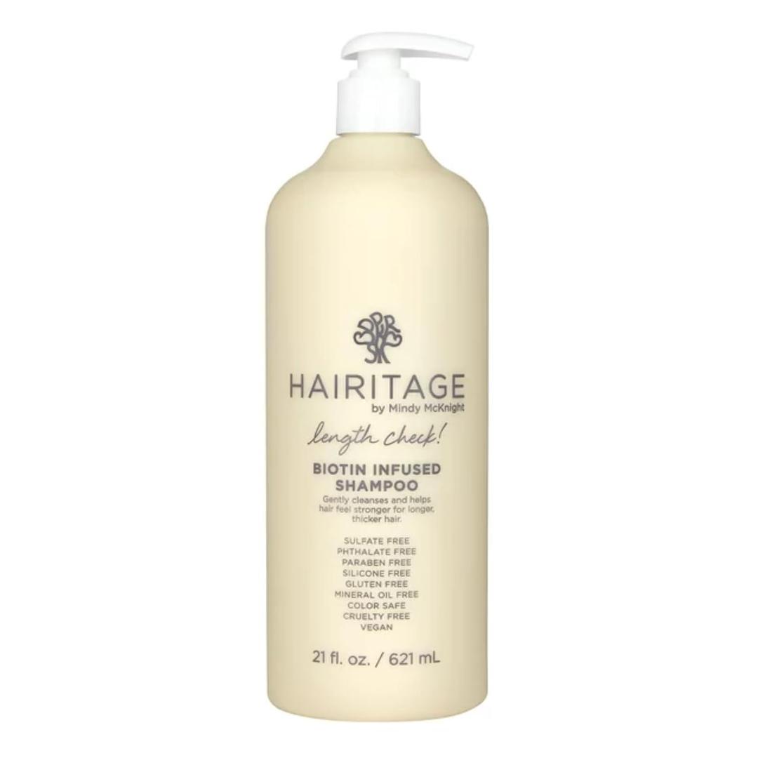 Hairitage Length Check Biotin Shampoo with Jamaican Black Castor Oil - Thickening + Volumizing - Sulfate Free + Color Safe + Vegan - Hydrating Repair Shampoo for Thinning Hair 21 Oz.