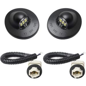 RUXIFEY LED License Plate Light with Socket Wiring Harness Plugs Compatible with Ford F150 F250 F350 F450 F550 Superduty Ranger Explorer Bronco Excursion Expedition, 6500K White