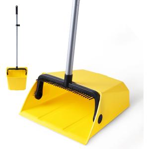 Yocada Commercial Dustpan with Comb Outdoor Indoor for Courtyard Garage Lobby Mall Market Floor Home Kitchen Room Office Pet Hair Rubbish (Yellow)