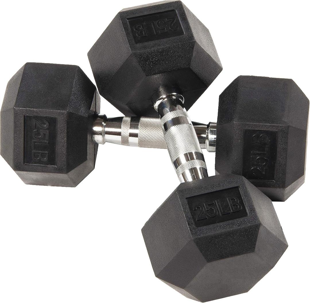 CQ Wellness Rubber Encased Hex Dumbbell in Pairs