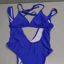 Viottiset Women's Halter Thong Suspender Swimsuit Brazilian Bikini High Waisted Sky Blue Small