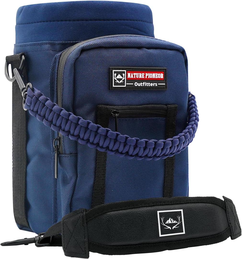 NATURE PIONEOR Water Bottle Holder with Strap 25 32 40 64 oz Insulated Water Bottle Carrier Sling Sleeve for Hiking,Outdoor Camping,Gym (64ozYT Half Gallon, Navy Blue)