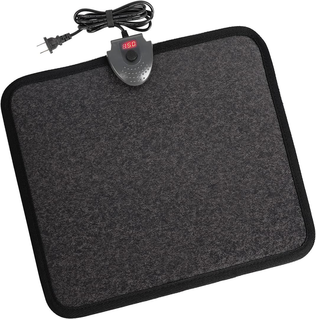 Heated Floor Mat Under Desk for Foot Warmer - Wider 110V Adjustable Temperature Electric Space Heaters Heating Pad - Carbon Crystal & Energy Saving Feet Warmers for office,home (Black Gray) (Black Gray)