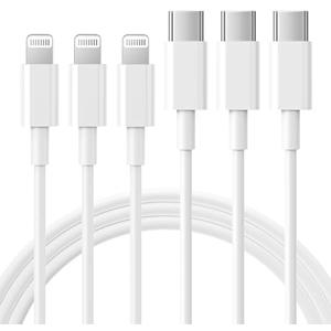 RCTech USB C to Lightning Cable 3Pack 3FT [MFi Certified] iPhone Fast Charger Cable USB-C Power Delivery Charging Cord for iPhone 14/13/12/12 PRO Max/12 Mini/11/11PRO/XS/Max/XR/X/8/8Plus/iPad, White