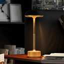 Table Lamp,LED Rechargeable Desk Light,3 Color Dimming Portable Battery Lamp, 5000mAh Waterproof Table Light with Memory Function,for Indoor/Outdoor/Dinner/Patio/Restaurant(Gold)