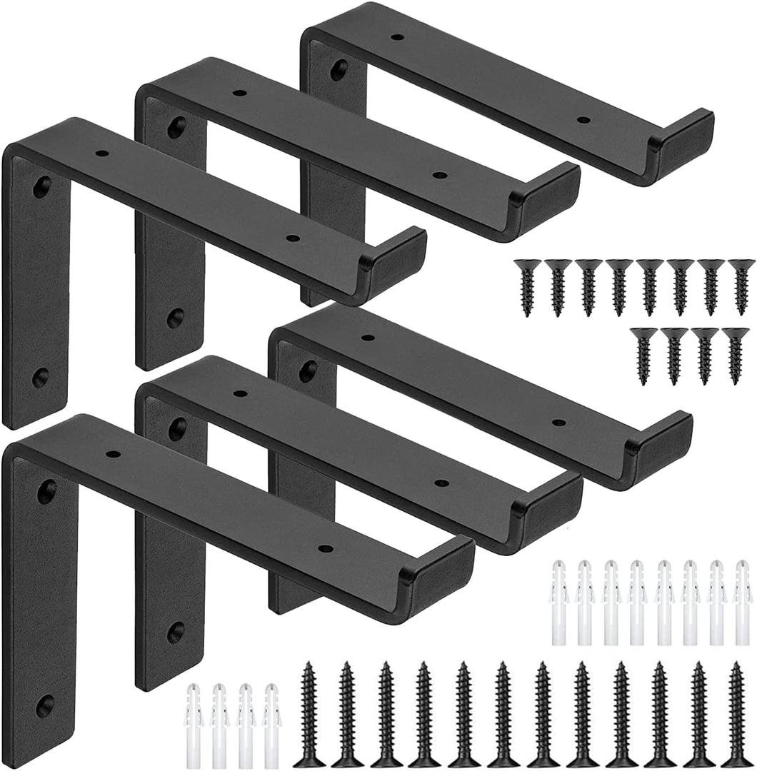 Shelf Bracket 8 inch Heavy Duty for DIY Floating Shelf, 1/5 inch Thick Brackets for Shelves Max Load 150 Lbs, 6 Pack, 7.25" x 4" x 1.5"