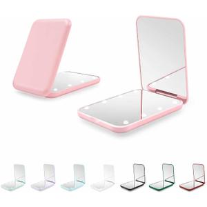 Compact Mirror, 1X/3X Magnification LED Pocket Mirror with Nternal BIattery, Mini Mirror for Purse, Pocket,Travel and Present (Pink)