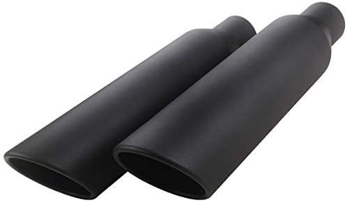 LCGP 2 Pcs 2.5" Inlet Exhaust Tips,2.5" Inlet x 4" Outlet x 17" Overall Length, Weld On, Universal Stainless Steel Black Diesel Exhaust Tailpipe