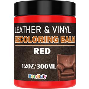 Leather Stains and Dye Liquid Red Recoloring Balm Dashboard Fabric Sneaker Shoes Boots Jacket Bag Purse Vinyl Acrylic Paint Boat Car Seats Wood Furniture Couch Fade Scratches Repair Kit Color Restorer