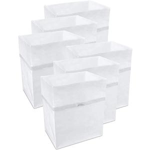 13 Gallon Disposable Trash Cans (6-Pack) with Fitted Trash Bags - Reusable Garbage and Recycling Bins for Parties, Events, and More (White - 17" Height x 13.5" Width x 10" Depth)