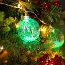 Amooca Christmas Balls Ornaments Hanging Garland Decorations with LED Lights 20pc 12.2ft for Window Wall Stair Railing Xmas Tree Holiday Party Home Decor with Timer Colorful Rhombus Round Balls