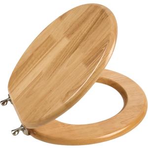Toilet Seat, Solid Wood, Rubber Wood, High Gloss Finish, PIKLiDS (Round)