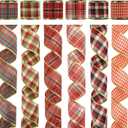 MEEDEE Buffalo Plaid Ribbon - 2.5 Inch, 6 Rolls, 36 Yards Wired Christmas Tree Ribbon for Wreath & Tree Decorations