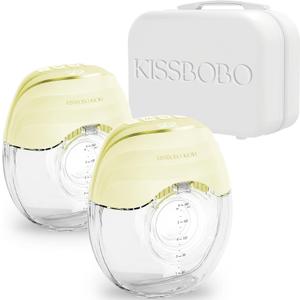 Electric breast pump Wearable models GLE10, hands free breast pump, Invisible & Lightweight Design, 3 Modes & 8 Levels, Portable Electric with 19/21/24mm Options, Includes Travel Suitcase(Yellow 2PCS)