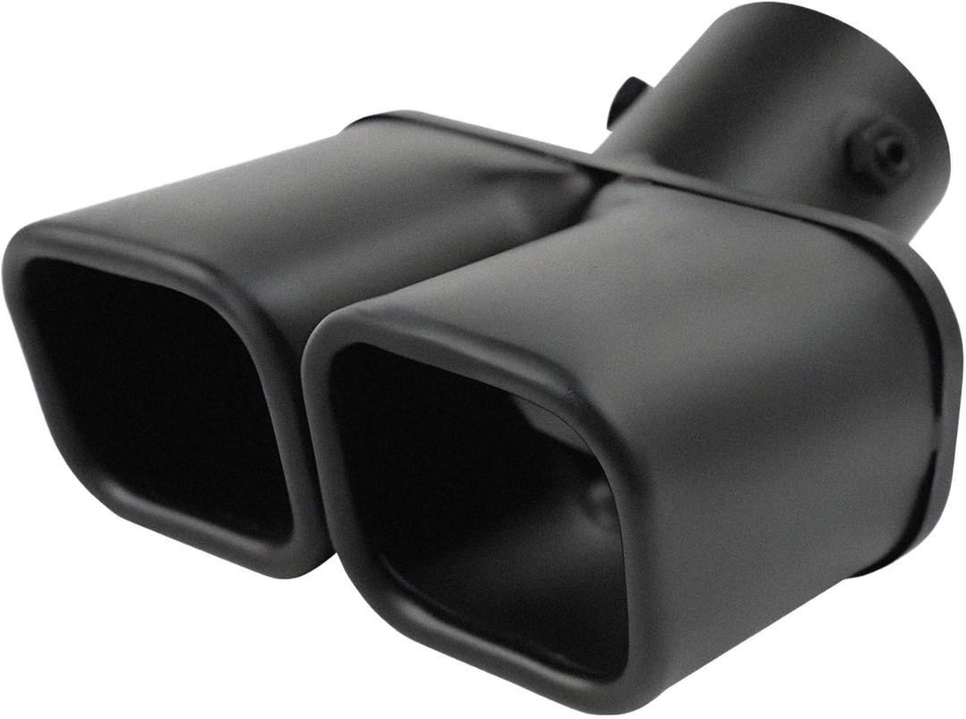Dual Exhaust Tips 2.5 inch Inlet, Universal Stainless Steel Curved Exhaust Tips Square Dual Tip Car Exhaust Pipe Muffler Tail Throat Tail Pipe Modification Tip (Curved, Frosted Black)