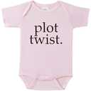 BIBIBLISSBABY Plot Twist Baby Announcement Onesie, Funny Pregnancy Announcement Outfit for Grandparents to be, Baby Shower Reveal Idea Gift (Fog)