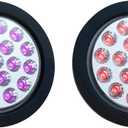 4 inch Round Dual Revolution LED Tail Lights Red Stop Turn Tail Lights and Purple as Auxiliary Color for Truck Trailer RV Jeep with Rubber Grommet 3 Prong Wire Pigtails Waterproof