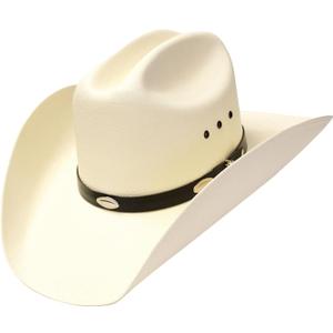 Western Express Natural Straw Cowboy Hat for Men and Women - Cattleman Style with Black Hat Band and Silver Conchos (6 7/8, Off-white)