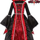 Girls Vampire Costume for Halloween Party Dress Up, Medium
