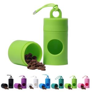 Dog Poop Bag holder-2 in 1 Dog Waste Bag Holder Comes with Pet Snack Box for Leash Lightweight Pet Waste Bag Dispenser，Equipped with Nylon Rope and Buckle (Excluding Dog Waste Bag)(Green) ﻿Pack Of 4