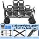 EchoSmile Heavy Duty 350 Lbs Capacity Collapsible Wagon, Outdoor Folding Camping Grocery Portable Utility Cart, Adjustable Rolling Carts, All Terrain Sports Wagon with Big Wheels (Blue)