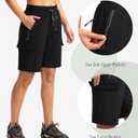 Soothfeel Women's 9" Hiking Cargo Shorts with 5 Pockets Quick Dry Summer Athletic Golf Bermuda Long Shorts for Women Casual (Black, S)