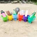Home Queen Beach Cup Holder with Pocket, Multifunctional Sand Cup Holder for Beverage Phone Sunglass Key, Beach Accessory Drink Sand Coaster, Set of 6 (Blue, Teal, Purple, Green, Orange and Yellow)