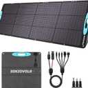 200W Portable Solar Panels for Power Station, IP68 Waterproof ETFE Foldable Solar Panel Kit 25% High Conversion Efficiency Solar Panel for Camping Outdoor RV Blackout