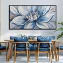 Pogusmavi Blue Floral Wall Art for Living Room - Large Textured Flower Pictures for Bedroom - Canvas Paintings, Extra Large Blue and White Wall Decor Dining Room Artwork for Walls 29x58IN