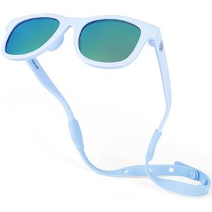Polarized Baby Sunglasses With Strap - Unbreakable Flexible Infant Sunglasses For Toddlers Newborns 0-24 Months (Sky Blue)