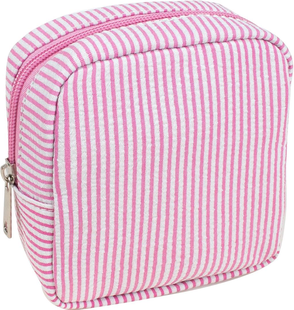 Small Makeup Bag, Mini Makeup Pouches for Purse Cute Cosmetics Bag Pouch with Slip-in Pockets Small Travel Toiletry Bag Makeup Storage Bag Lipstick Organizer Purse Essentials (0-Mini Pink)