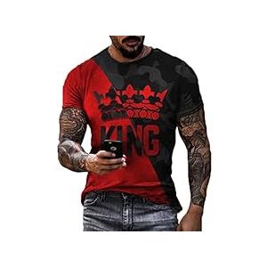 Poker King Printed T-Shirt for Men Assorted Color Poker King Printed Round Neck Short Sleeve T-Shirts Fitness Hip Hop T-Shirts, Size Medium