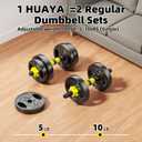 HUAYA Adjustable Dumbbell Set 20LBS Pair, 4 in 1 Barbell Kettlebell, Yellow