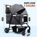 Dog Stroller for Large & Medium Dogs (20132 lbs), Pet Stroller for 2 Small Dogs, Cat Strollers for 2 Cats, Extra Large Heavy Duty, Foldable & Fully Ventilated Design, Gray