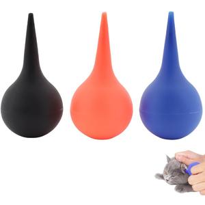 3 Pcs Manual Fluid Suction Device, for Pet Rubber Ear Washing Squeeze Bulb Ear Washing Removal Tool Ear Wax Removal, Pet Earwax Cleaning(Black, Red, Blue)