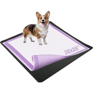 TidyFriend Dog Pad Holder Tray for 36 x 36 Inches Training Pads - Silicon Wee Wee Holder, No Spill Pee Tray for Dogs - Easy to Clean and Store Perfect for Dog Potty (Black) (1 Pack)