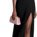 DAAWENXI Women's Elegant Formal Long Dress One Shoulder Sleeveless Mesh Ruched Bodycon Maxi Dresses Black Medium